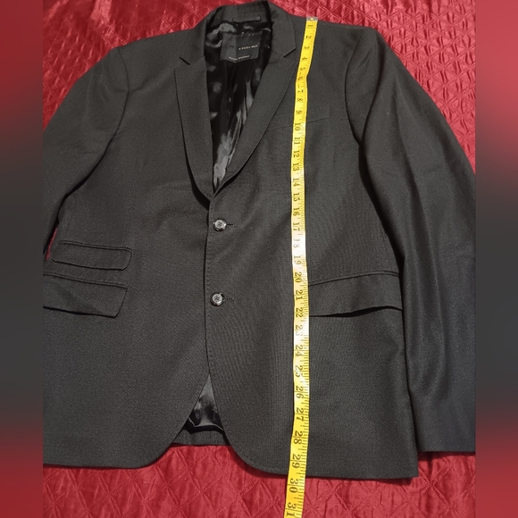 ZARA BLACK TAG by Zara Man Blazer Jacket Black Sz46 Slim Suit Two Button - Picture 5 of 13